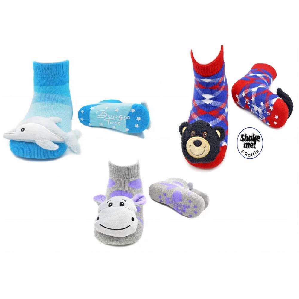 NEW LIVENTI INC. kids boogie toes rattle socks - set of 3 in happy hippo, black